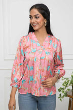 Myshka Women Multi-Floral V-Neck Regular Sleeves Polyester Top | Grocsy