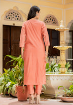 Kaajh Women's Rust Modal Silk Kurta Pant Set With Dupatta | Grocsy