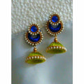 Green and Royal Blue Jhumki Earrings | Grocsy