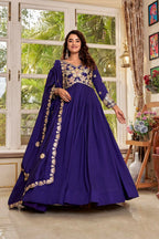Teeya Creation Womens Casual Party Wear Heavy 5mm Sequence Embroidery Work Purple Gown Set | Grocsy