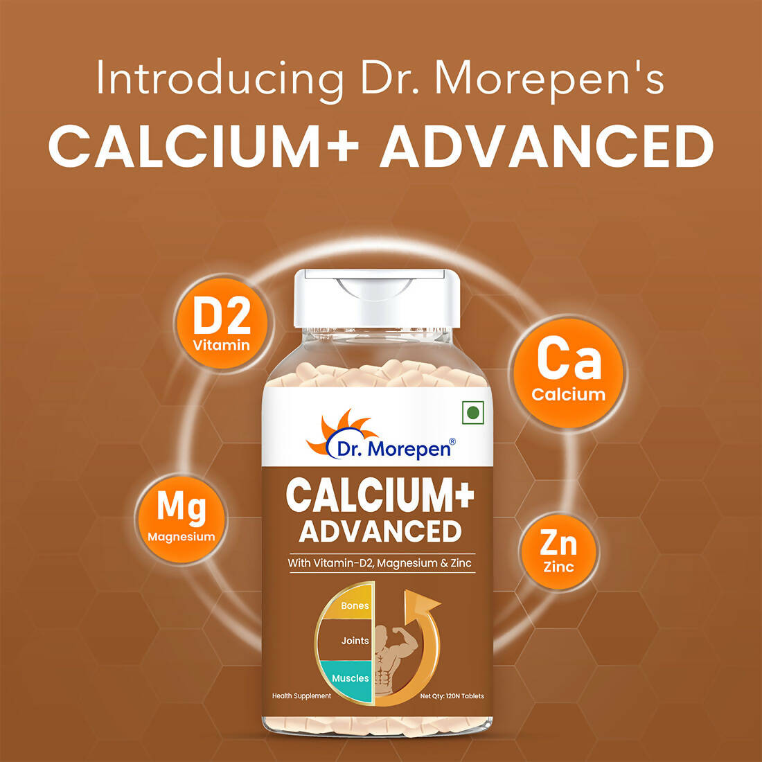 Dr. Morepen Calcium+ Advanced Tablets with Vitamin - D2, Magnesium & Zinc | Grocsy