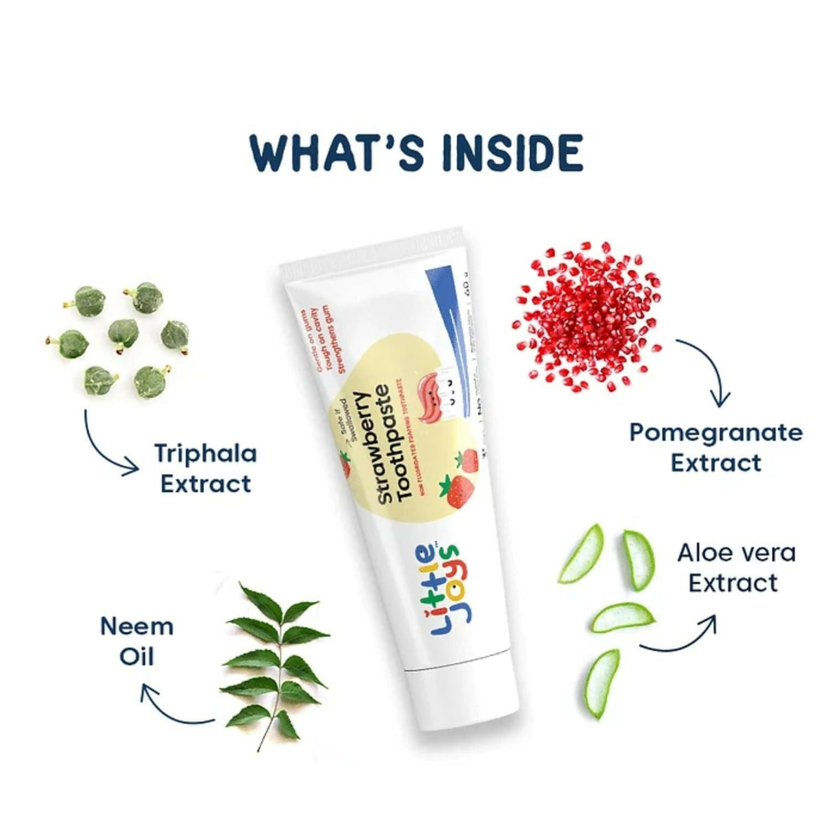 Little Joys Strawberry Flavor Toothpaste For Kids (2-5 Yrs), Removes Germs & Bacteria, Strengthens Gums & Whitens Teeth | Grocsy