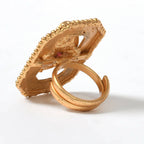 Mominos Fashion Joharkamal Gold-Polished Stone Studded Adjustable Finger Ring - Design 018 | Grocsy