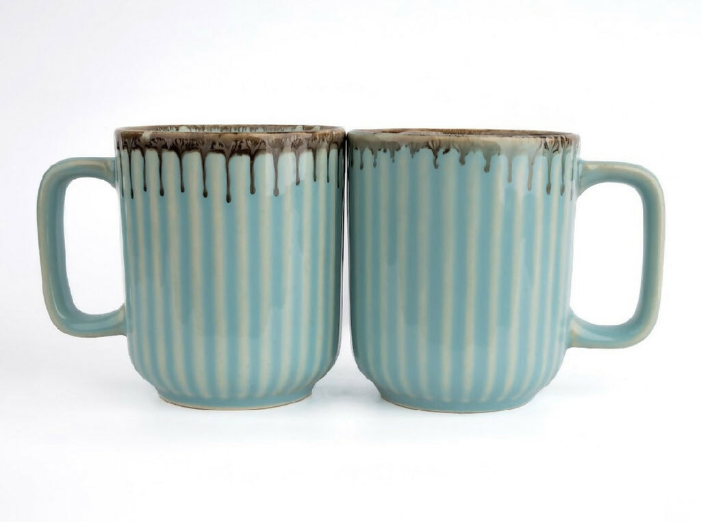 Simply Soho Aqua Drizzle Mugs | Grocsy