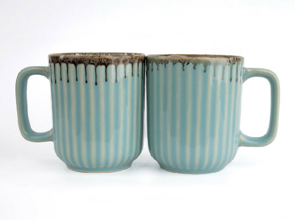 Simply Soho Aqua Drizzle Mugs | Grocsy