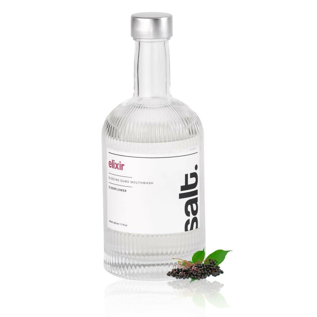 Salt. Oral Care Elixir Gum Healing Mouthwash Natural Relief for Bleeding & Swollen Gums Aloe Vera, Sage & Elderflower Formula | Grocsy