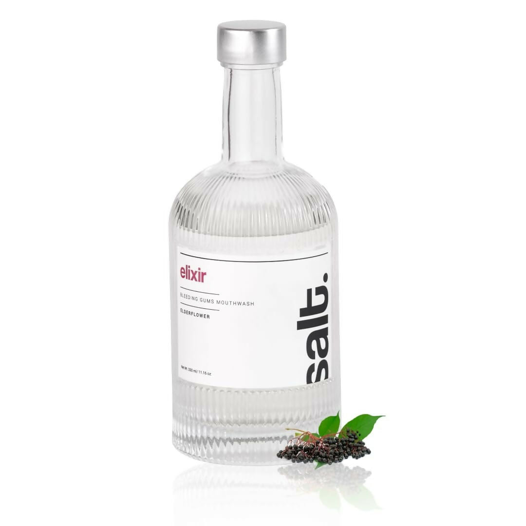 Salt. Oral Care Elixir Gum Healing Mouthwash Natural Relief for Bleeding & Swollen Gums Aloe Vera, Sage & Elderflower Formula | Grocsy