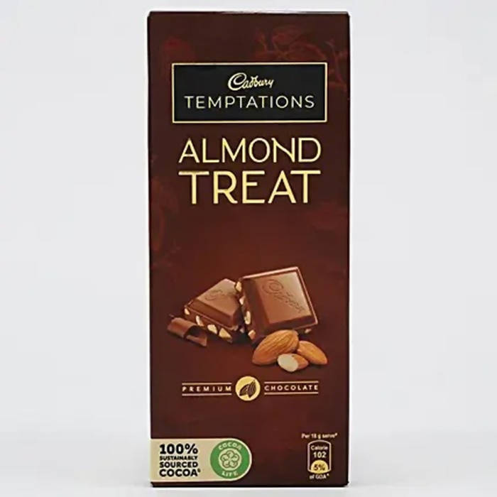 Meenakari Work Rakhi & Almond Treat Chocolate | Grocsy