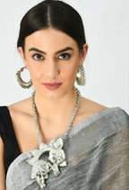 Mominos Fashion Johar Kamal Oxidised Silver-Plated Brass Finish Radha Kishan Long Necklace For Women (Silver) | Grocsy
