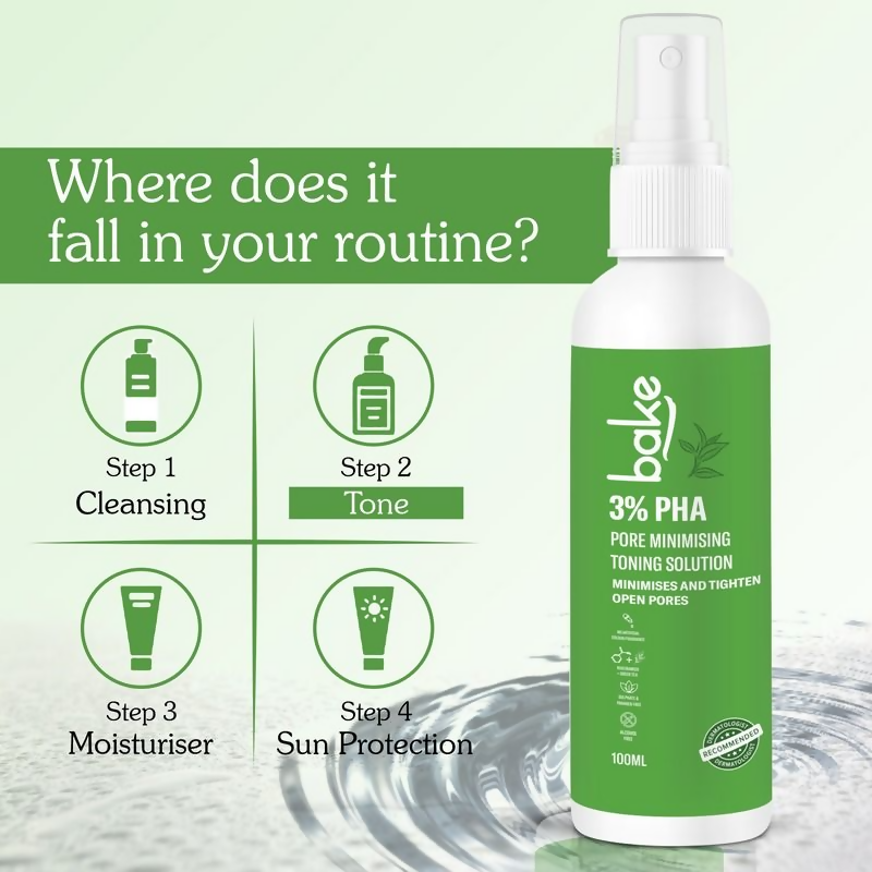 Bake 3% Pha Pore Minimising Toner With Gluconolactone & Niacinamide For Open Pores & Acne | Grocsy