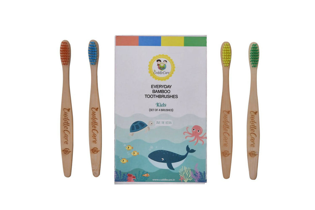 Cuddle Care Bamboo Toothbrushes for Kids (Pack of 4) | Grocsy