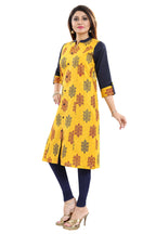 Snehal Creations Luscious Lemon Yellow Shirt Style Cotton Printed Tunic | Grocsy