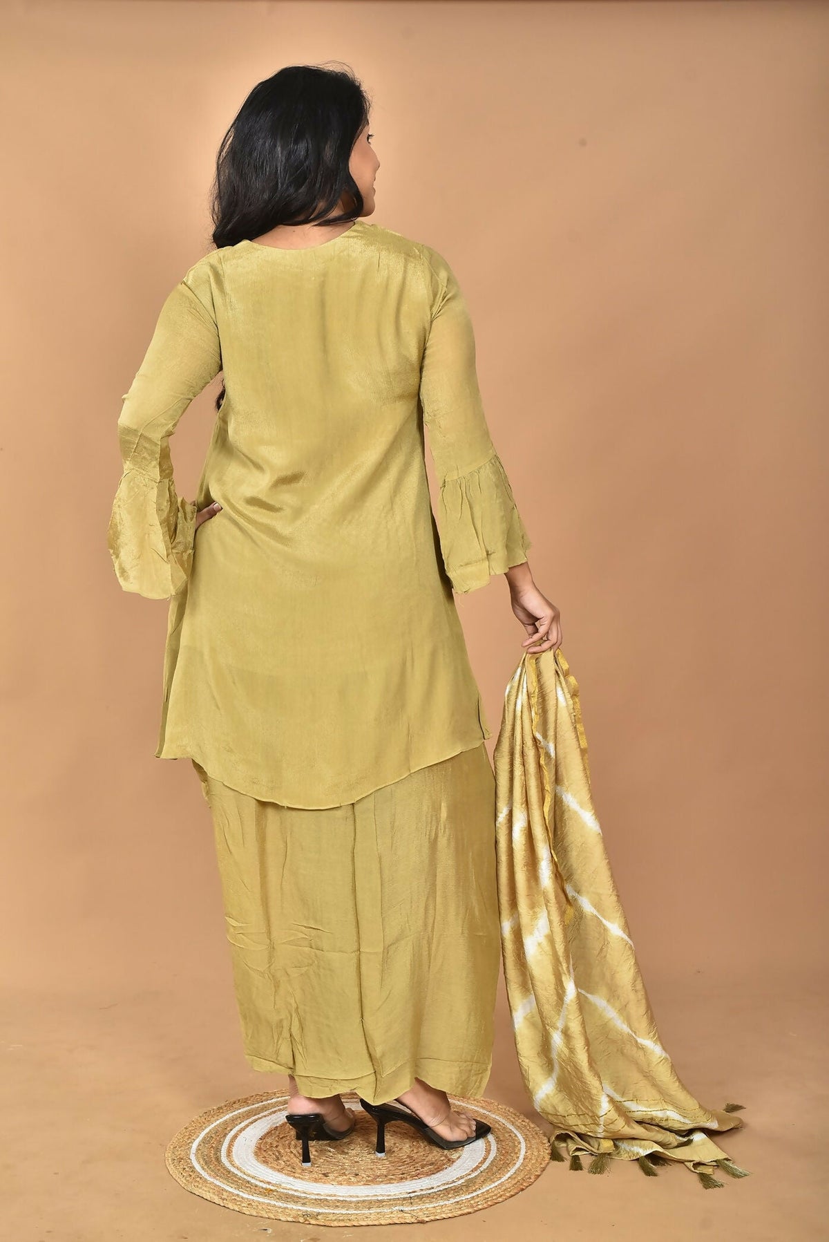 Morchari Women And Hand Embroidery Palazzo Set-Mehandi Green | Grocsy