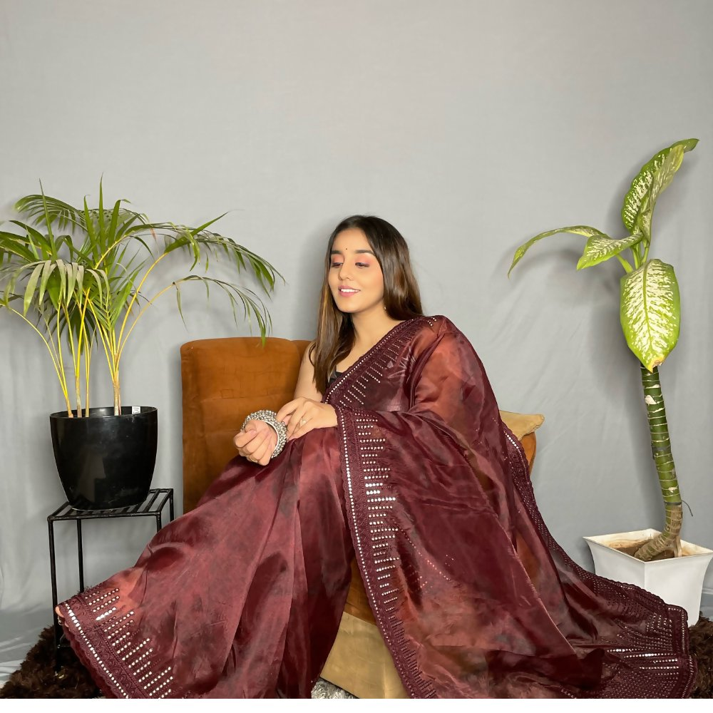 Vamsee Rinkle-Gotta Rama Organza Saree | Grocsy