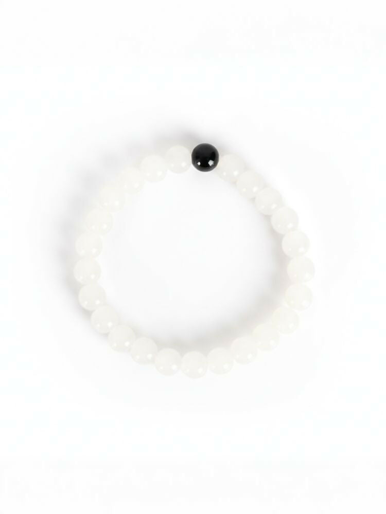 NVR Set of 3 Black & White crystal beaded Bracelet for Men & Women | Grocsy