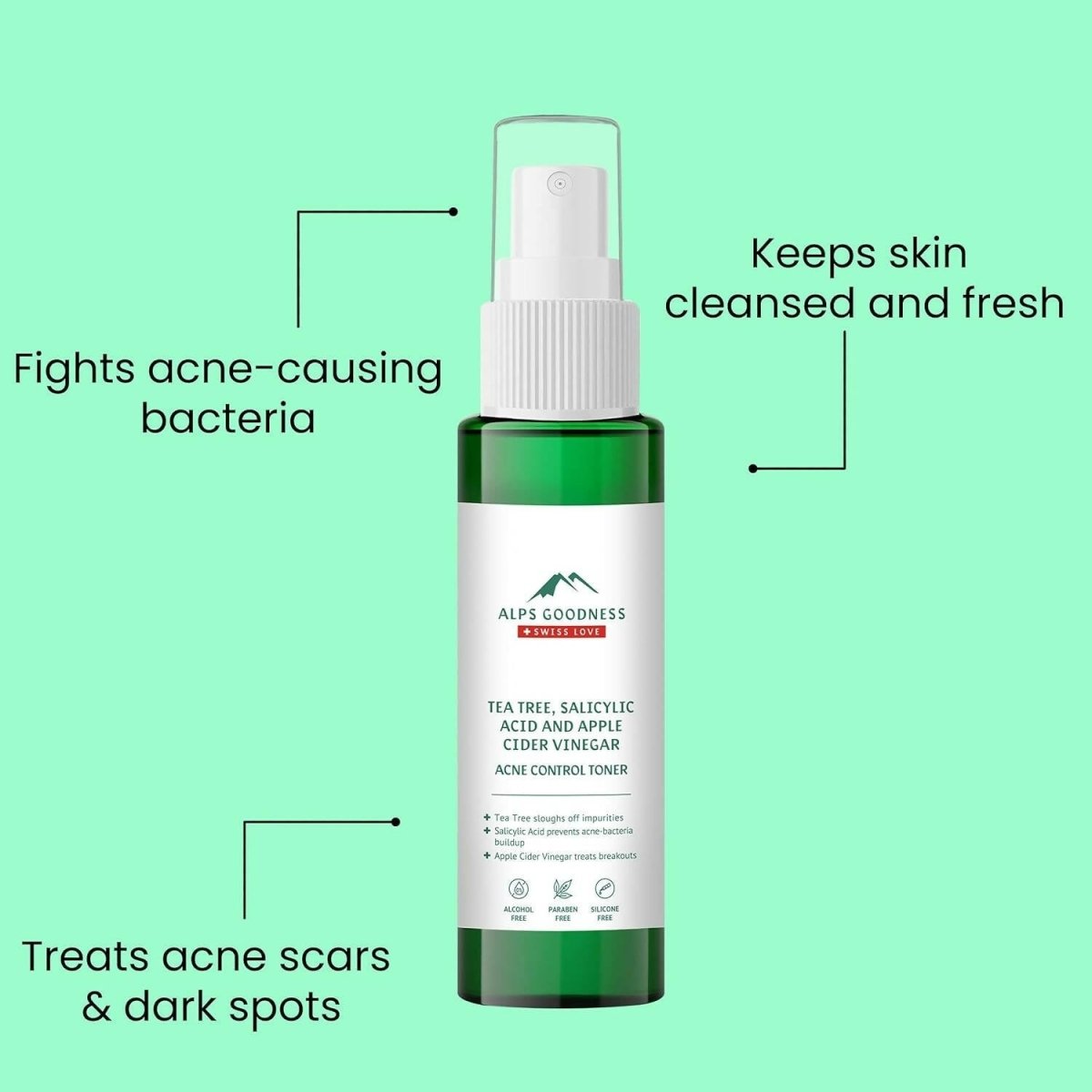 Alps Goodness Acne Control Toner for Oily Skin with Tea Tree Apple, Cider Vinegar & Salicylic Acid | Grocsy
