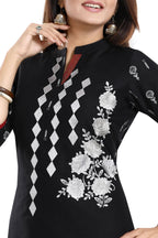 Snehal Creations Designer Long Raw Silk Embroidery Kurti | Grocsy