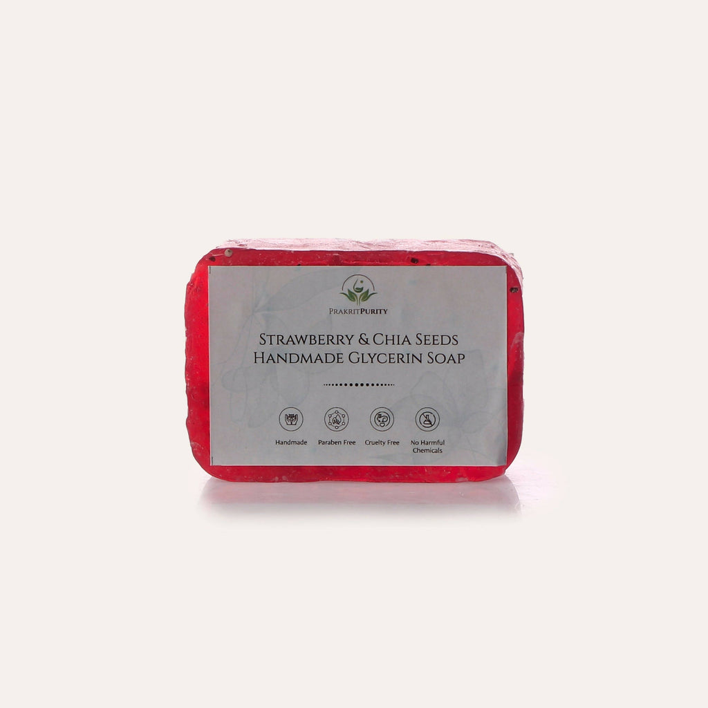 PrakritPurity Strawberry & Chia Seeds Handmade Glycerin Soap | Grocsy