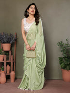 Designer Partywear Pista Banglor Fancy Saree - Kanak | Grocsy