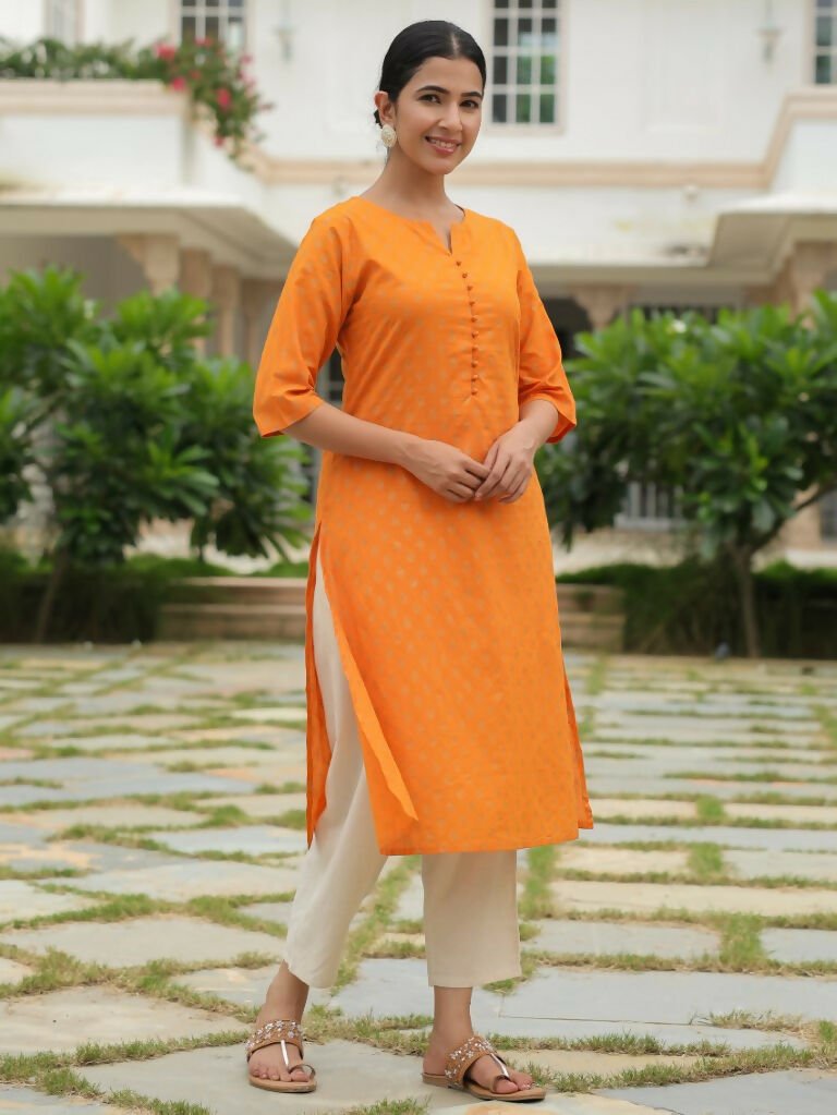 Aramya A-line Soft Cotton Floral Print Women's Kurta - Yellow | Grocsy