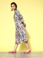 Yufta Ethnic Motifs Midi Dress | Grocsy