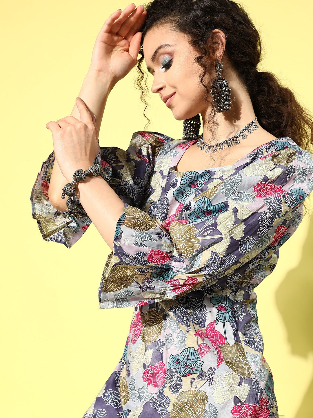 Yufta Ethnic Motifs Midi Dress | Grocsy