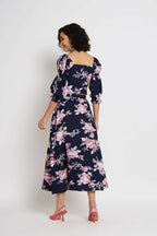 Blue Crepe Floral Printed Top with Matching Skirt - Shivani | Grocsy