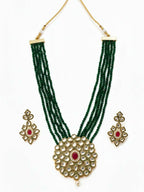 NVR Women Gold Plated Green Kundan Jewellery Set | Grocsy