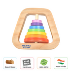 Nesta Toys Wooden Rainbow Rattle for Babies, Montessori Wooden Toy | Grocsy