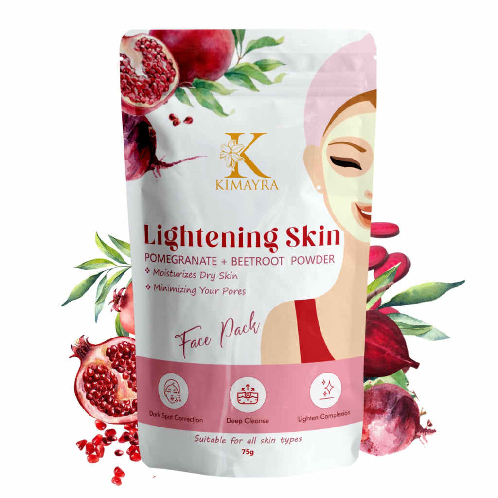 Kimayra Pomegranate + Beetroot Face Pack Powder For Brighter Skin Tone, Helps In Anti – Ageing & Natural Pink Blush | Grocsy
