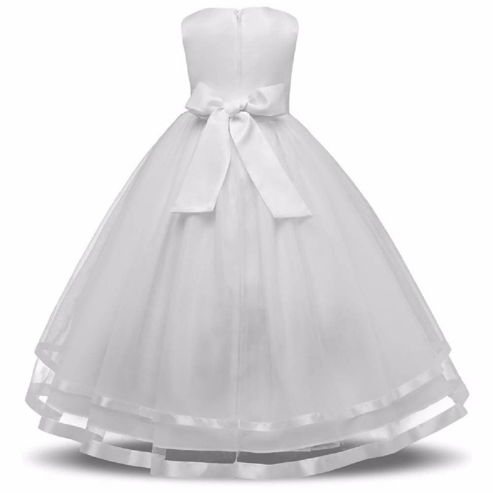Asmaani Baby Girl's Full White Satin Full Length Dress (AS-DRESS-22064) | Grocsy
