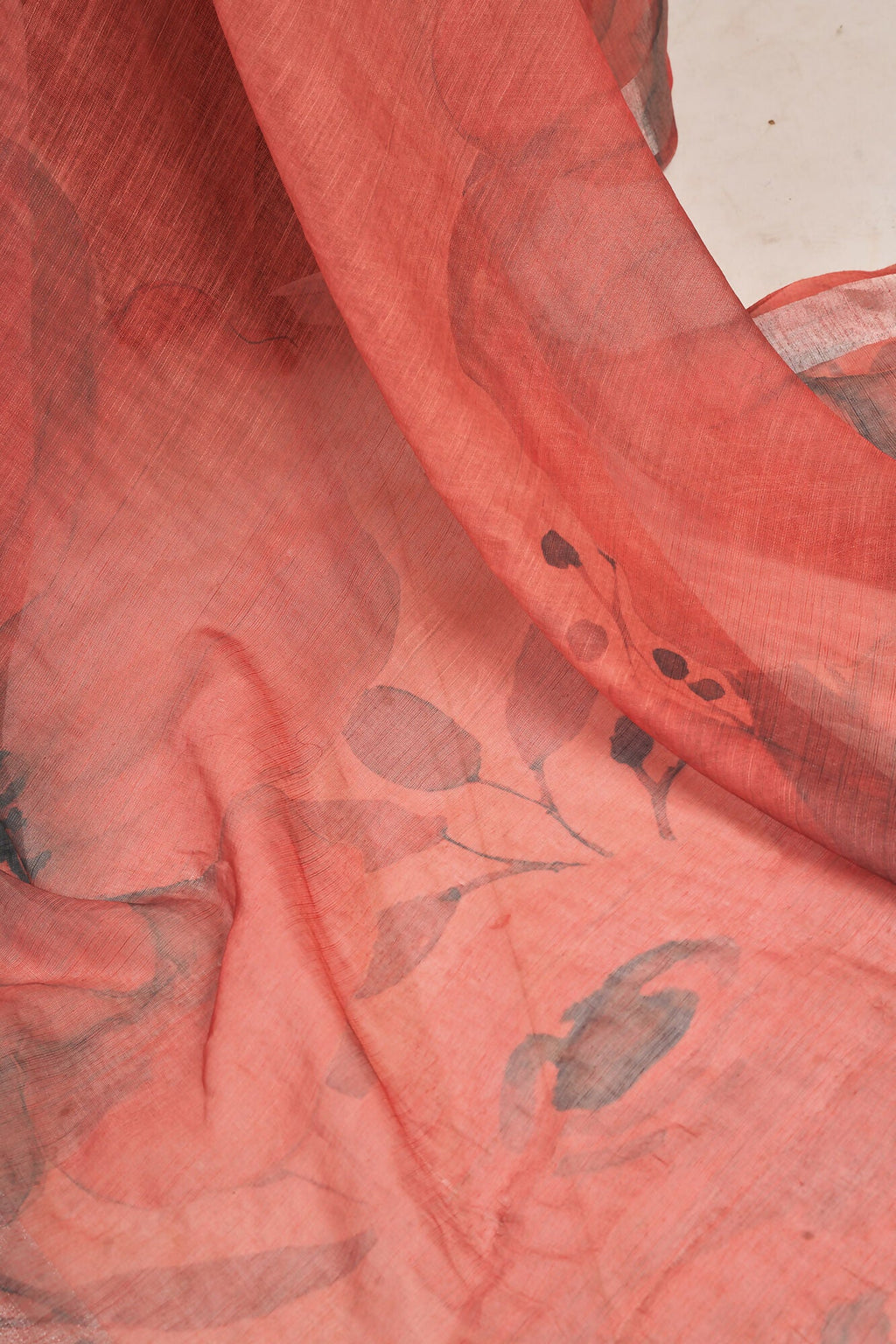 Vastranavya Brown Digital Printed Linen Ready To Wear Designer Saree with Unstitched Blouse | Grocsy