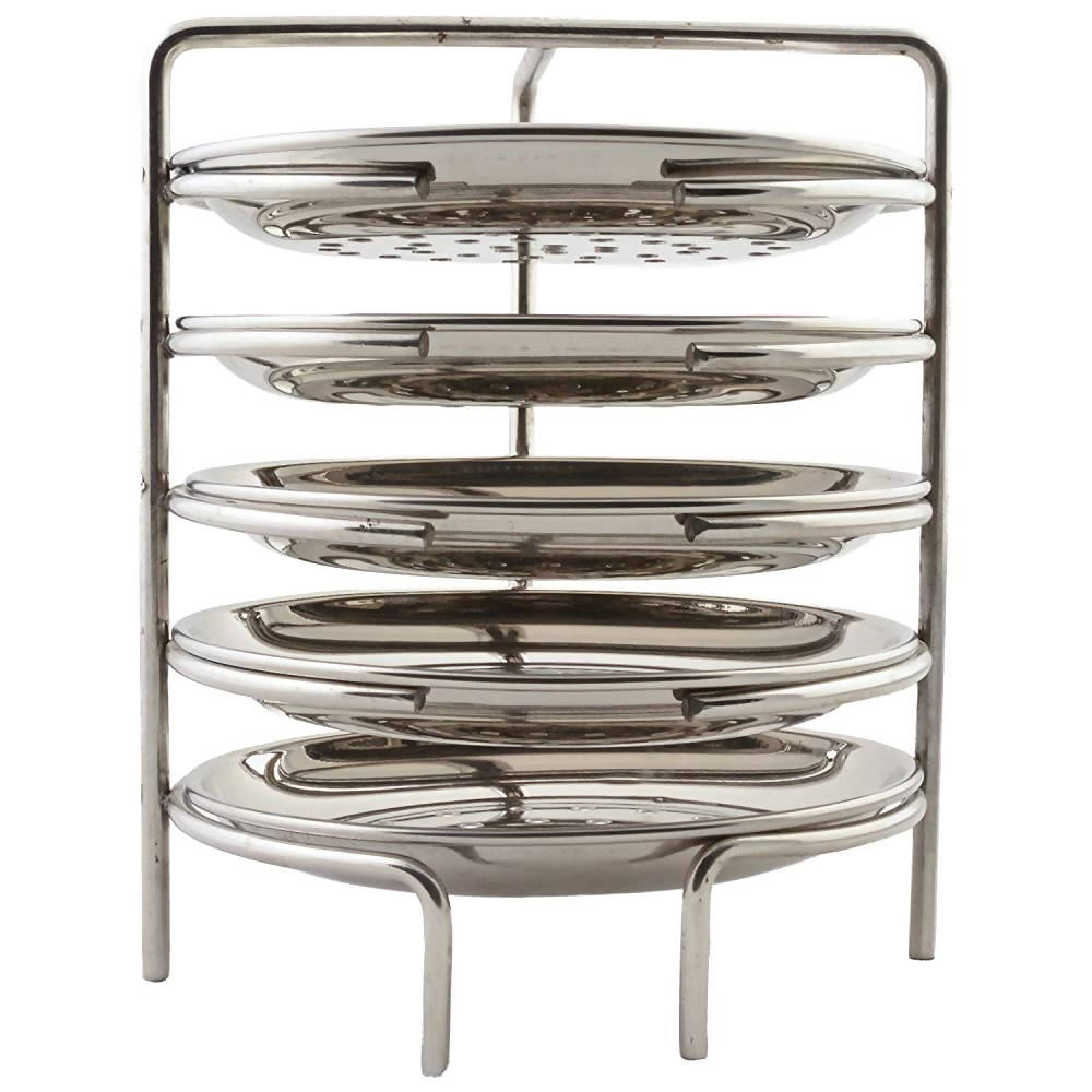 Jain Stainless Steel Idiappam Stand 5 Plates - Silver | Grocsy