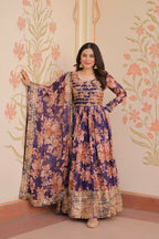 Joban Fashion Purple Silk Sequence Embroidery Work Kurta Set | Grocsy