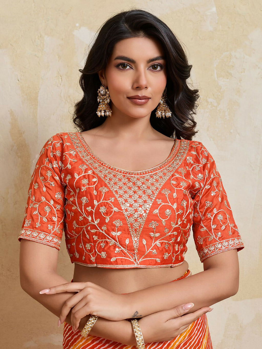 Teeya Creation New Trendy Leheriya Bandhani Georgette Saree For Daily Wear -Orange | Grocsy