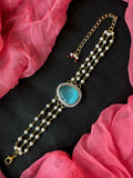 Joban Fashion Sky Blue Brass Ad With Monalisa Stone Beaded Bracelet | Grocsy
