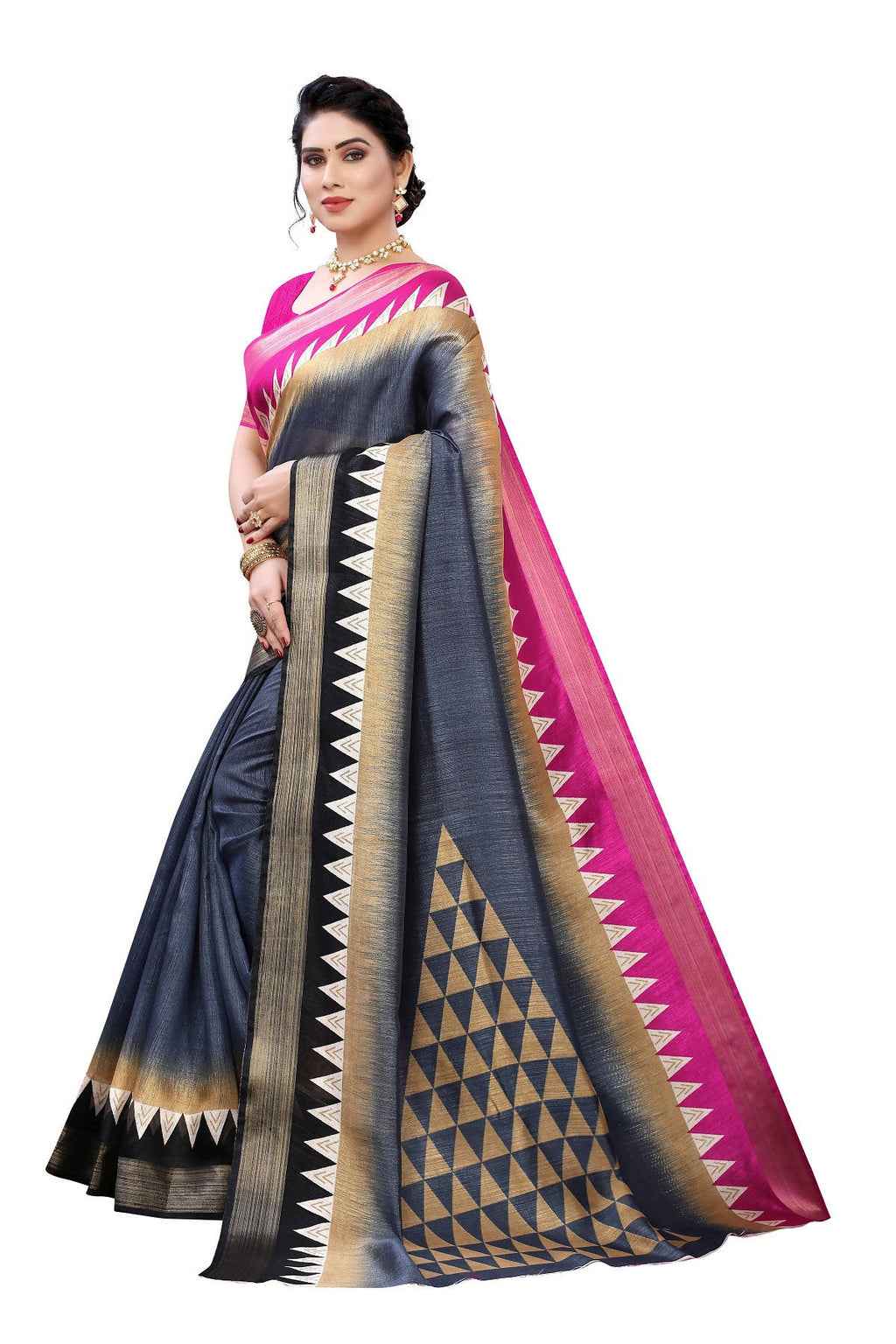 Vamika Grey Linen Jari Border Saree (GUNJAN GREY) | Grocsy