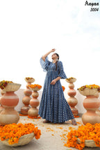 Aayaa Pure Ab Cotton Gown With Heavy Digital Print - Multi Color | Grocsy