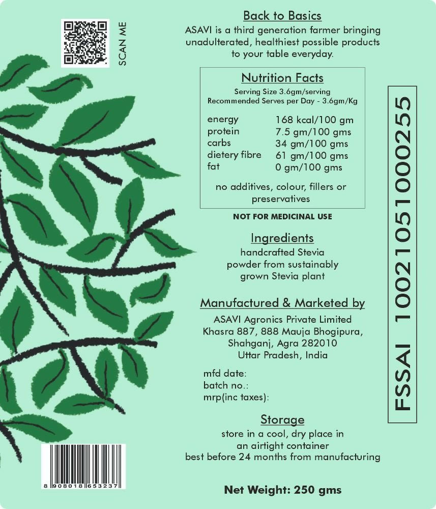 Asavi Natural Stevia Powder | Grocsy