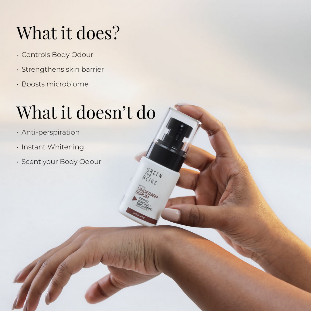 Green And Beige Rectifio Underarm Serum For Odour Control & Brightening - Unscented | Grocsy