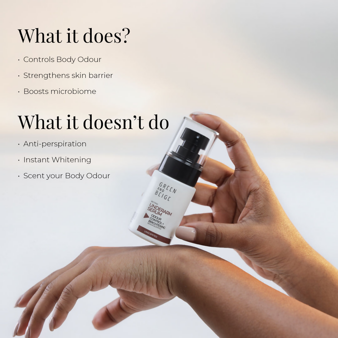 Green And Beige Rectifio Underarm Serum For Odour Control & Brightening - Unscented | Grocsy