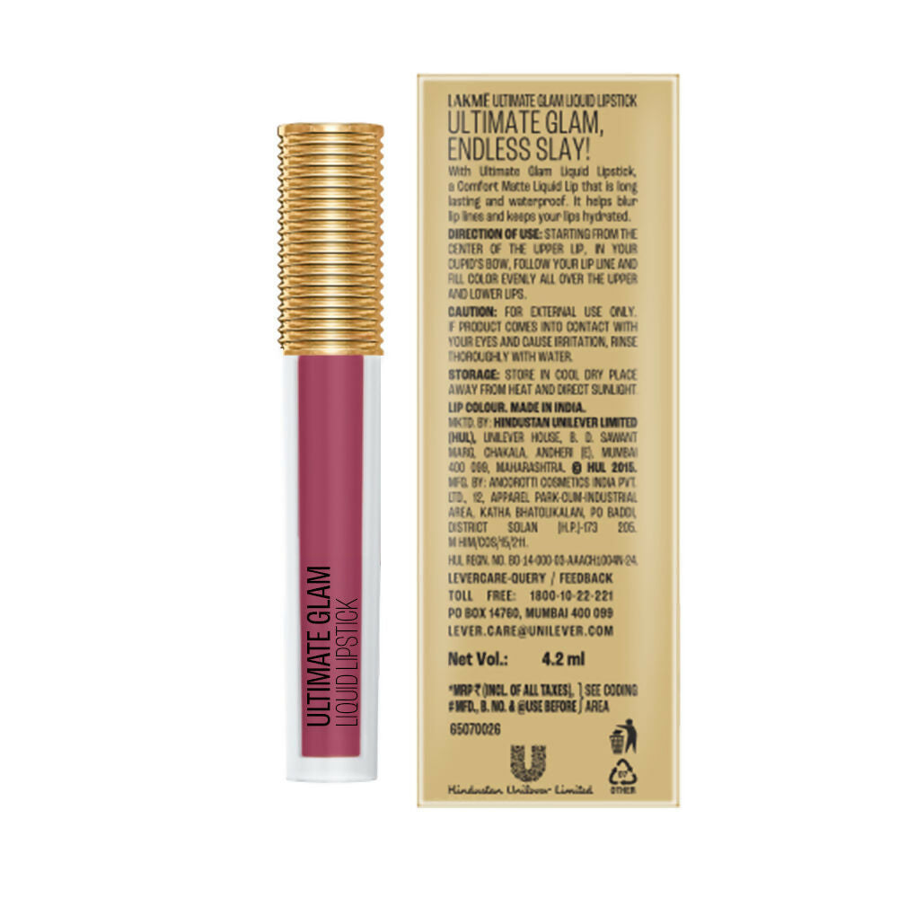 Lakme Ultimate Glam Matte Liquid Lipstick - Nude Hue | Grocsy