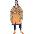 A R Silk Women's Block Print Chanderi Cotton Dark Golden Dupattas and Chunnis | Grocsy