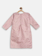 Ahalyaa Pink Poly Silk Straight Kids Kurta Palazzo Set For Girls | Grocsy