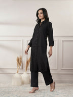 Joban Fashion Women's Black Cotton Dress With Button | Grocsy