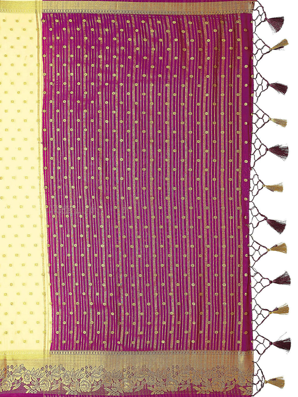 Mimosa Women's Beige Mysore Silk Crepe Saree | Grocsy