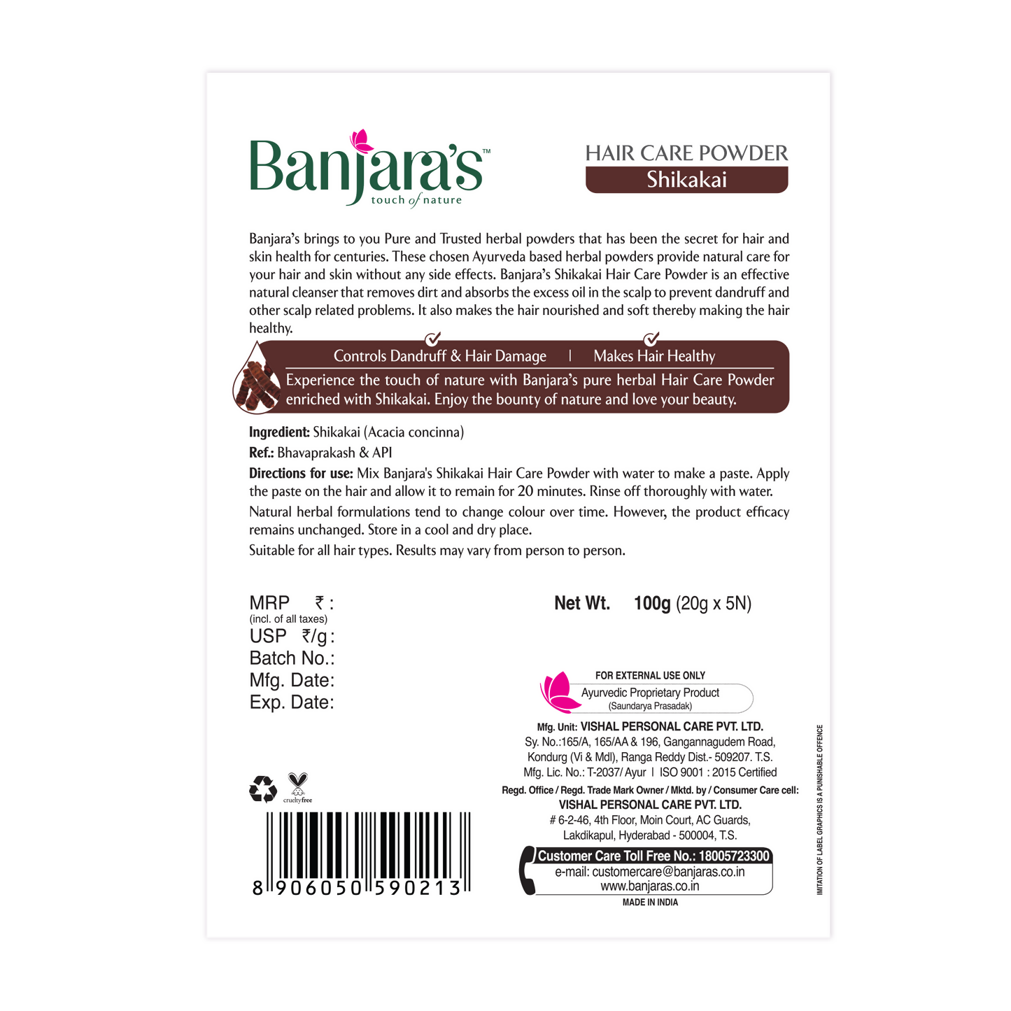 Banjara's Shikakai Hair Care Powder | Grocsy
