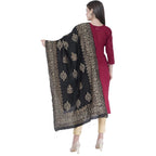 A R Silk Black Color Chanderi Gold Print Dupattas and Chunnis | Grocsy