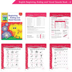 Excel English Early Skills Ages 4 - 5 Years (Set of 3) | Beginning, Ending Consonant & Vowel Sound Books for Junior KG | Grocsy