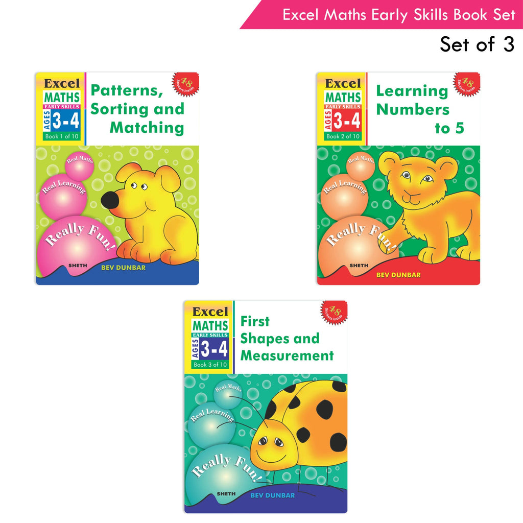 Excel Maths Early Skills Ages 3 - 4 Years (Set of 3) | Mathematics Book for Kids Nursery | Maths Combo Book Set | Grocsy